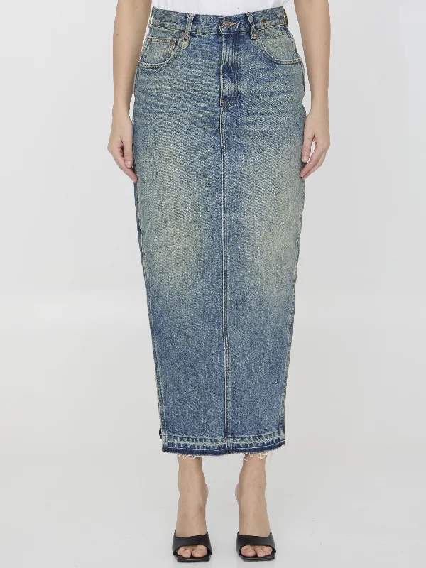 Devon Side Slit Skirt denim skirt fashionable