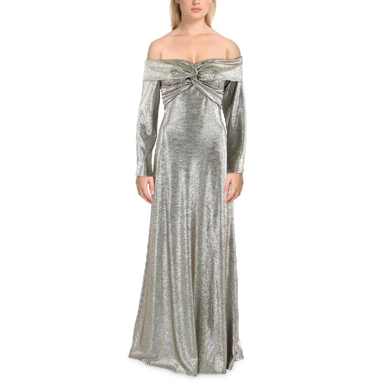 Womens Metallic Off-The-Shoulder Evening Dress Tunics Exclusive limited