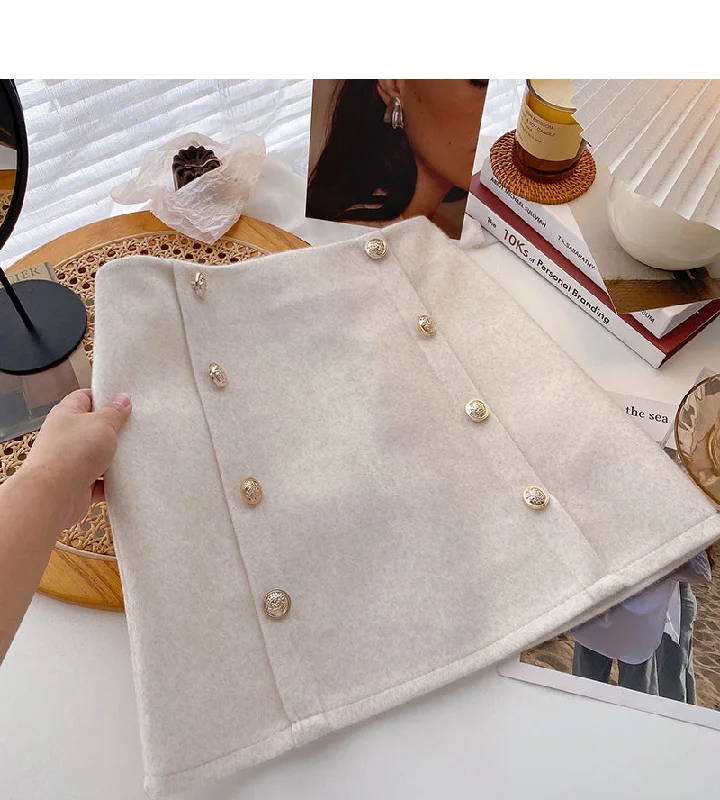Button high waist design shows a sense of thin tweed Hip Wrap Skirt 5549 leather skirt refined Button high waist design shows a sense of thin tweed Hip Wrap Skirt 5549 leather skirt refined