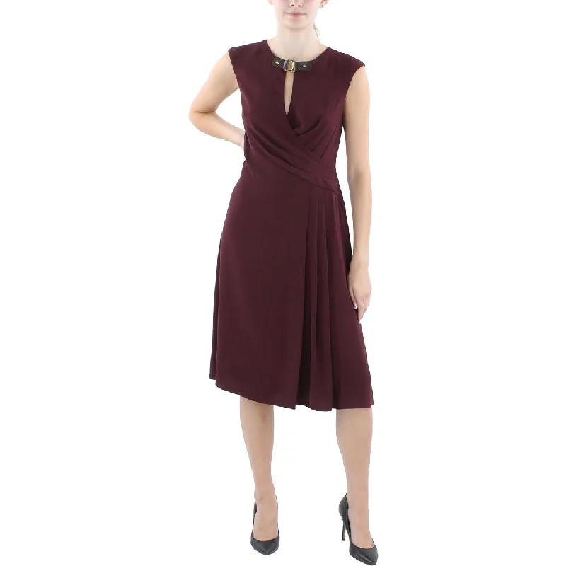 Womens Buckle Trim Knee-Length Sheath Dress Tunics Favorite customer