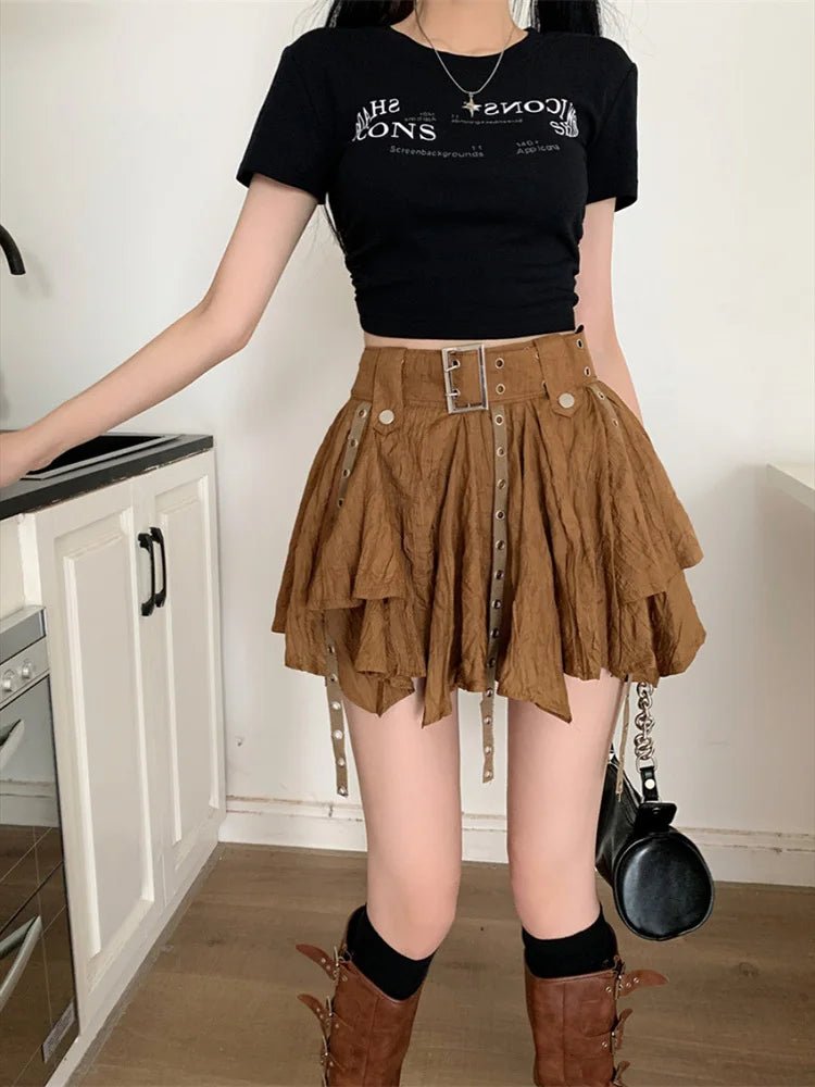 Y2K Streetwear Mini Skirt | Vintage Harajuku Pleated Low Waist Skirt wool skirt breathable