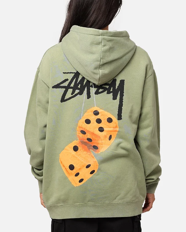 Stüssy Fuzzy Dice Fleece Hoodie Pigment Artichoke Hoodie with Typography Text Message