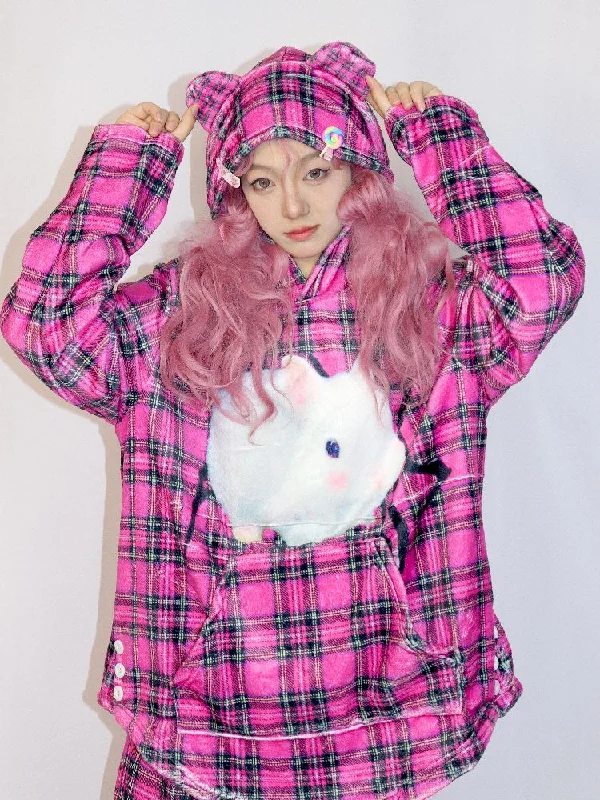 American Pink Sweatshirt【s0000010855】 Hoodie with Hood Adjustable Protection