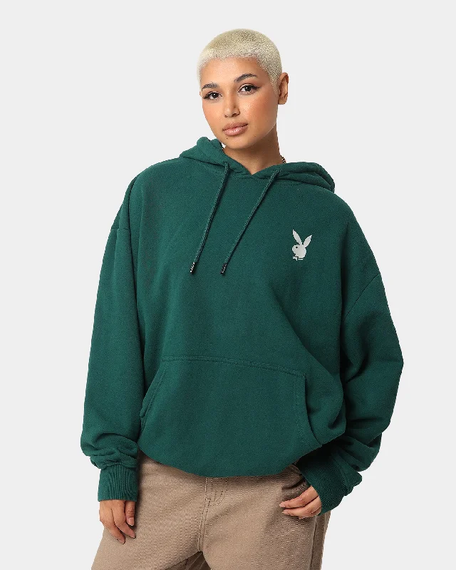 Playboy PB LA Track Club Hoodie Forest Green Hoodie with Neon Bright Vibrant