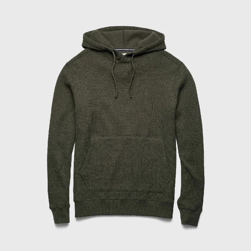 Ivan Thermal Hoodie - Green Heather Hoodie with Frayed Bohemian Relaxed