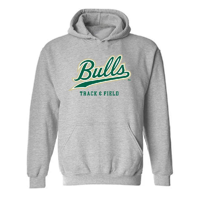 USF - NCAA Women's Track & Field : Tristen Evatt - Classic Fashion Shersey Hooded Sweatshirt Hoodie with Frayed Bohemian Relaxed