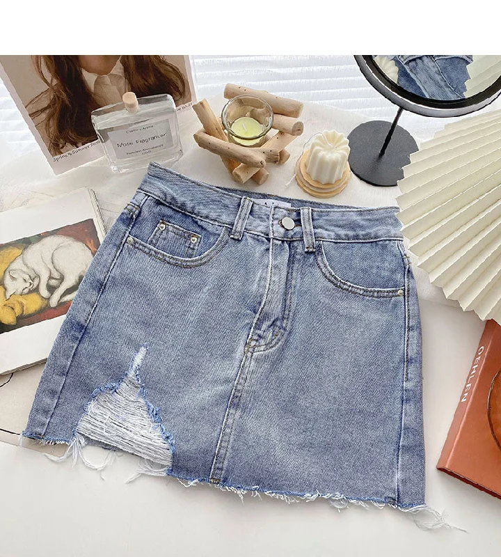 Korean version light proof personalized hole breaking high waist A-shaped skirt 5567 leather skirt bold Korean version light proof personalized hole breaking high waist A-shaped skirt 5567 leather skirt bold