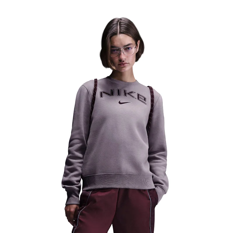 Nike Sportswear Phoenix Fleece Womens Logo Crew-Neck Sweatshirt Hoodie with Elastic Cuffs Stretchable Comfortable