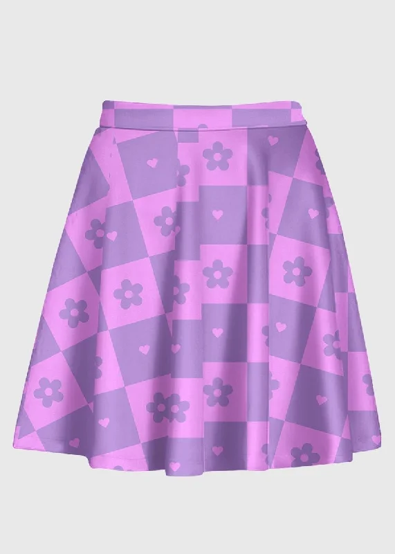 Flower Checkered Retro Pattern Y2k Skirt lace skirt feminine