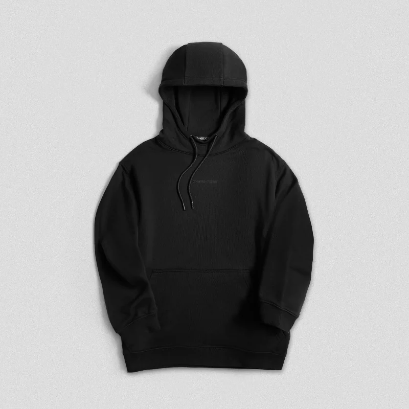 Ascend Mockneck Hoodie - Black Hoodie with Front Slit Layering Stylish