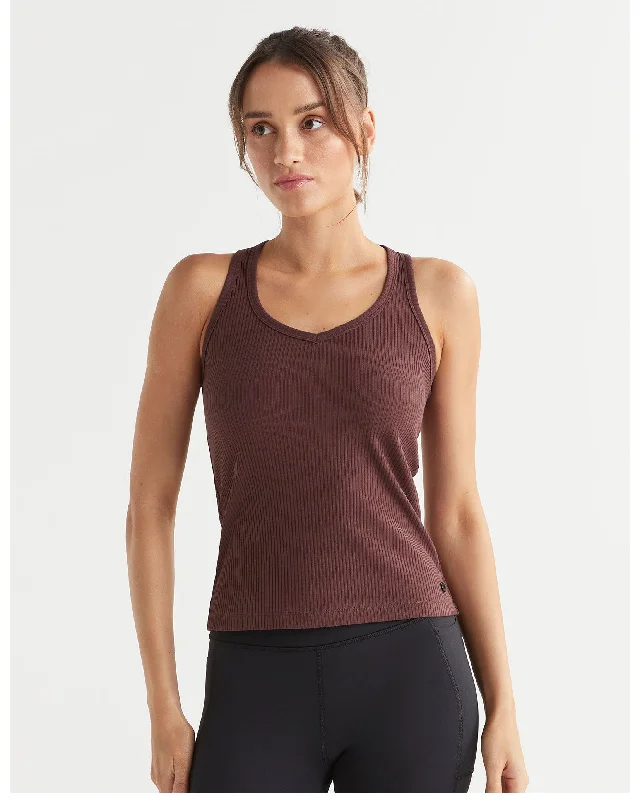 Lilybod Leera Long Rib Tank - Burgundy stylish tank top