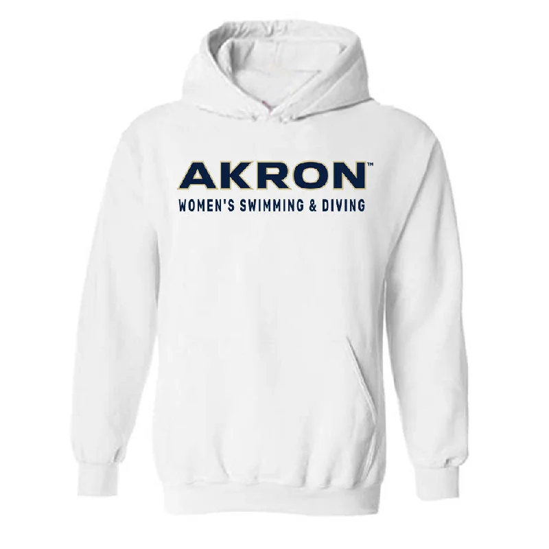 Akron - NCAA Women's Swimming & Diving : Alanis Santiago - Classic Fashion Shersey Hooded Sweatshirt Hoodie with Hem Frayed Vintage Worn