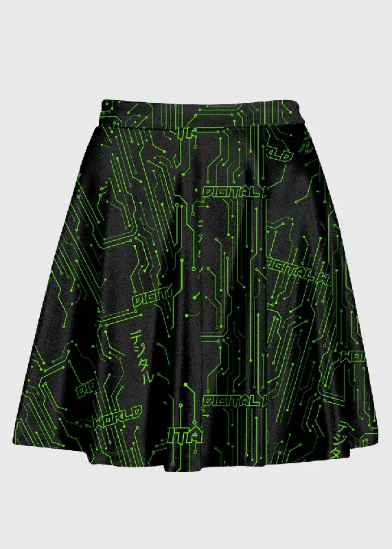 Digital World Techno Cyber Raver High Waist Skirt leather skirt bold