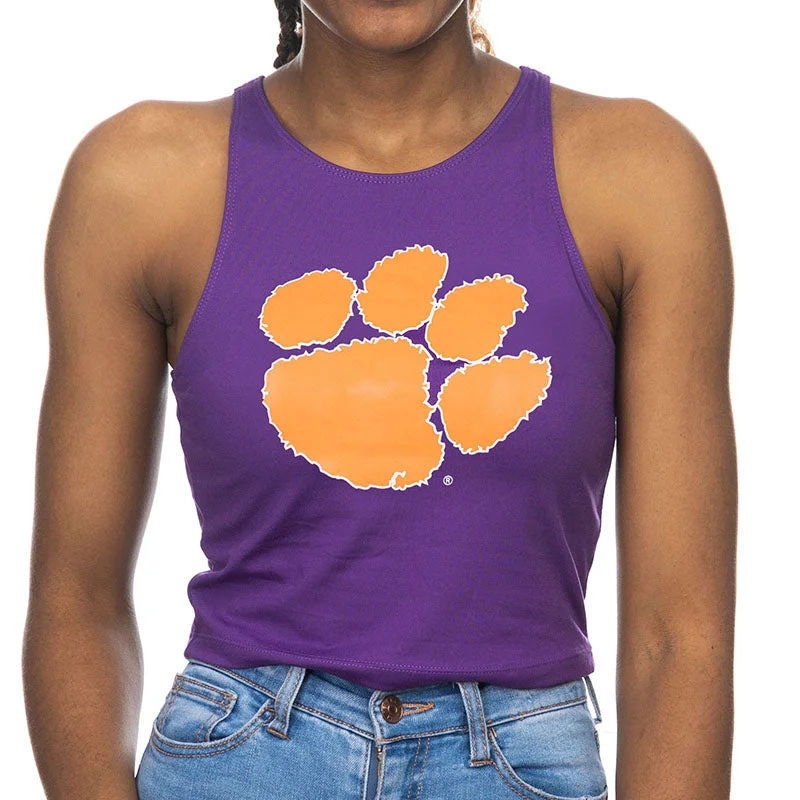 Clemson Logo First Down Cropped Tank mesh tank top