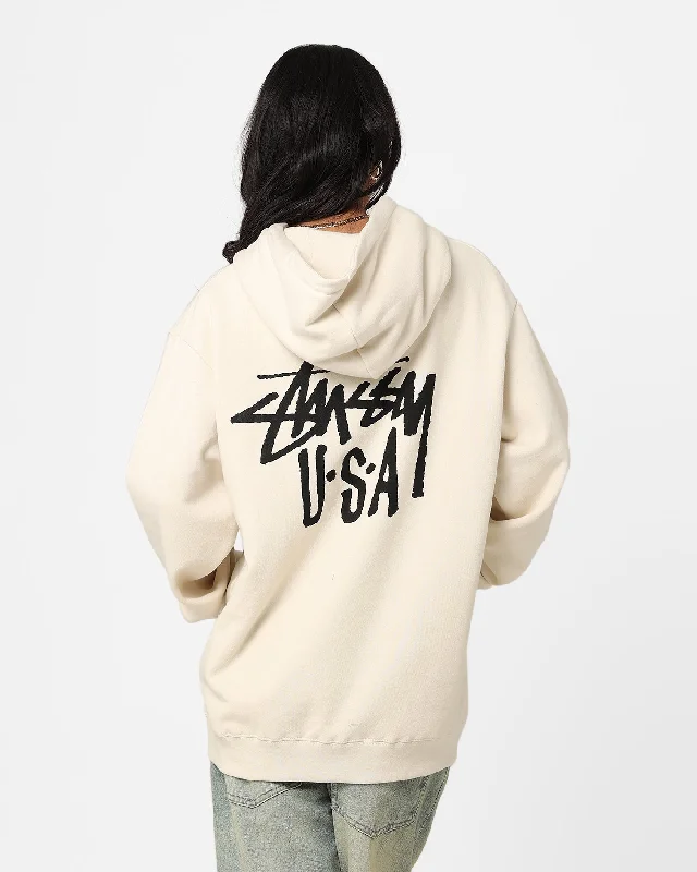 Stussy USA LCB Hoodie Cream Hoodie with Puffed Sleeves Voluminous Trendy