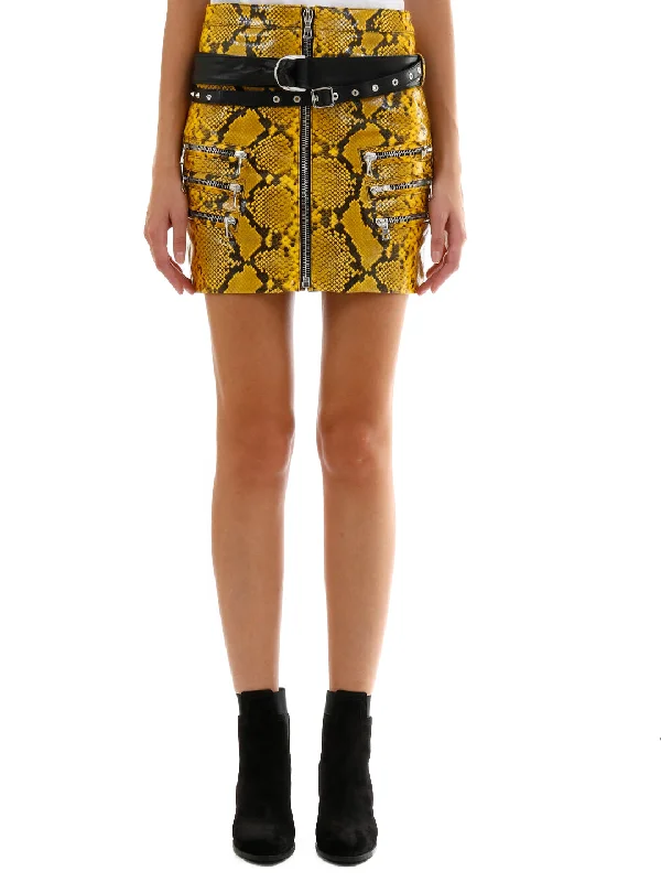 Yellow Python Leather Skirt linen skirt relaxed