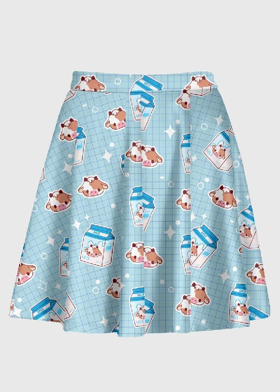 Cartoon Cow Milk Kawaii Skirt lace skirt intricate