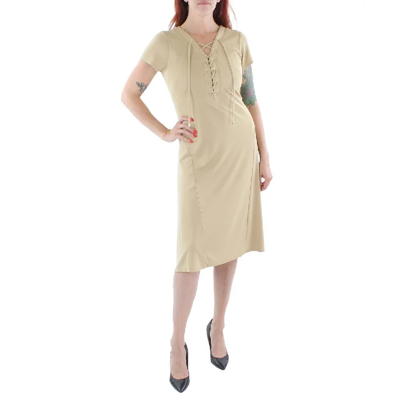 Womens Jersey Lace-Up Midi Dress Tunics Recommended stylist