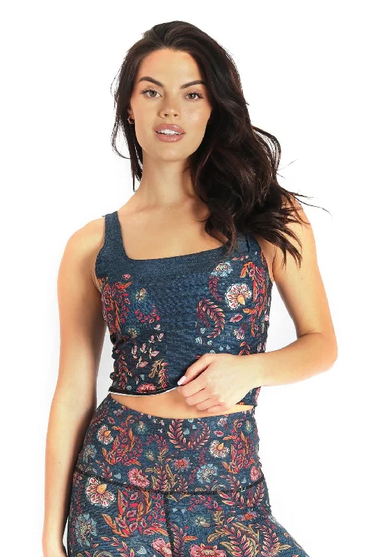 Om Tank in Festival Denim by Yoga Democracy modal blend tank