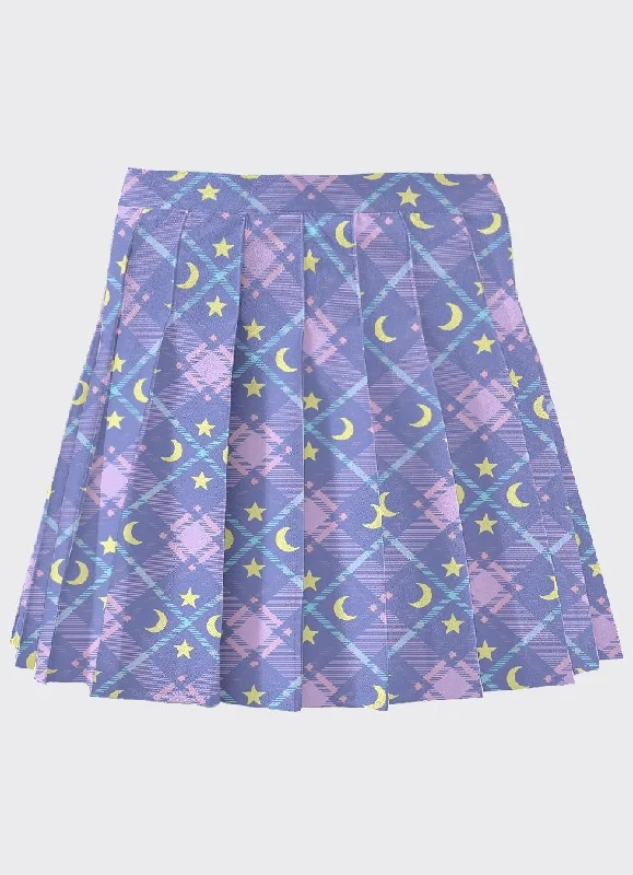 Magic Moon Star Pleated Skirt satin skirt smooth