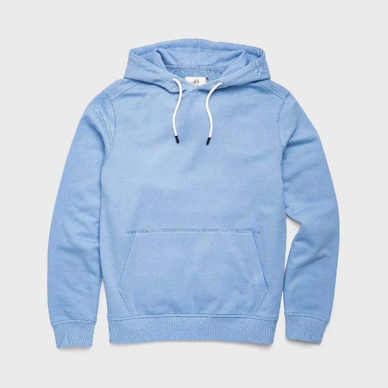 Marine French Terry Hoodie - Sky Blue Hoodie with Set-In Sleeves Structured Classic