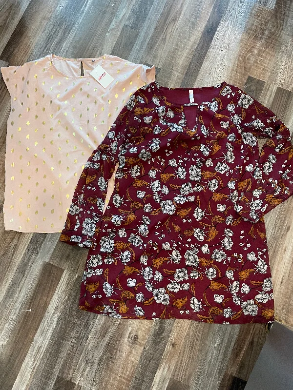 LOT of 2- Womens Large Dress shirts size large Boat Neckline Classic