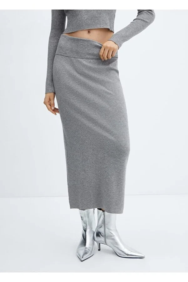 Mango Women's Long knit skirt relaxed fit skirt