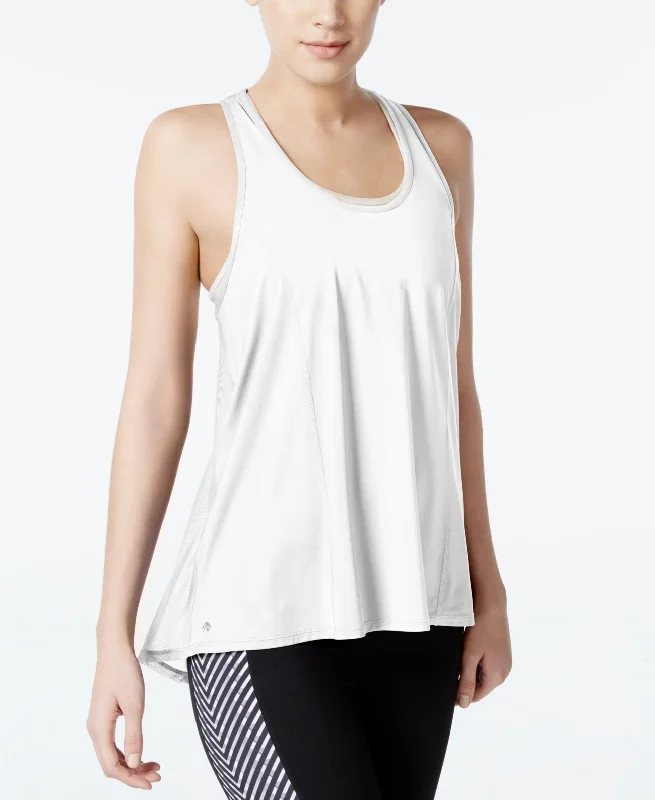 Ideology Women's Mesh Racerback Swing Tank Top, White, S chic tank top