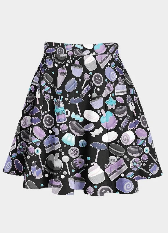 Spooky Treat Flared Skirt silk skirt lustrous