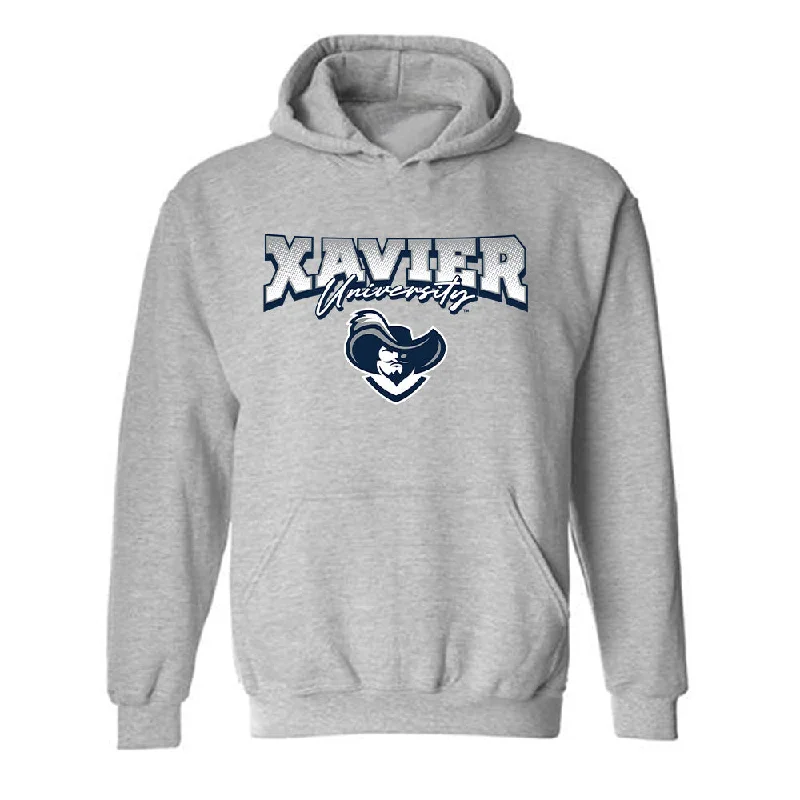 Xavier - NCAA Women's Swimming & Diving : Kali Fischer - Classic Shersey Hooded Sweatshirt Hoodie with Zipper Placket Modern Functional Xavier - NCAA Women's Swimming & Diving : Kali Fischer - Classic Shersey Hooded Sweatshirt Hoodie with Zipper Placket Modern Functional