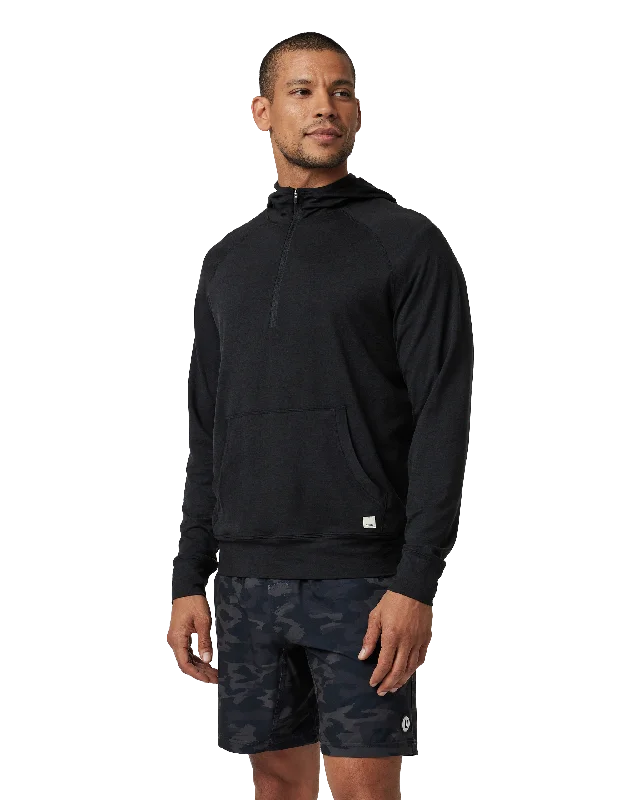 Ponto Performance 1/2 Zip Hoodie in Black Heather Hoodie with Applique Textured Unique