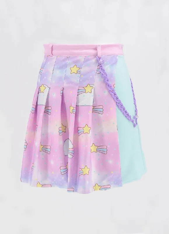 Baby Star Chain Fairy Kei Pleated Skirt wool skirt sturdy