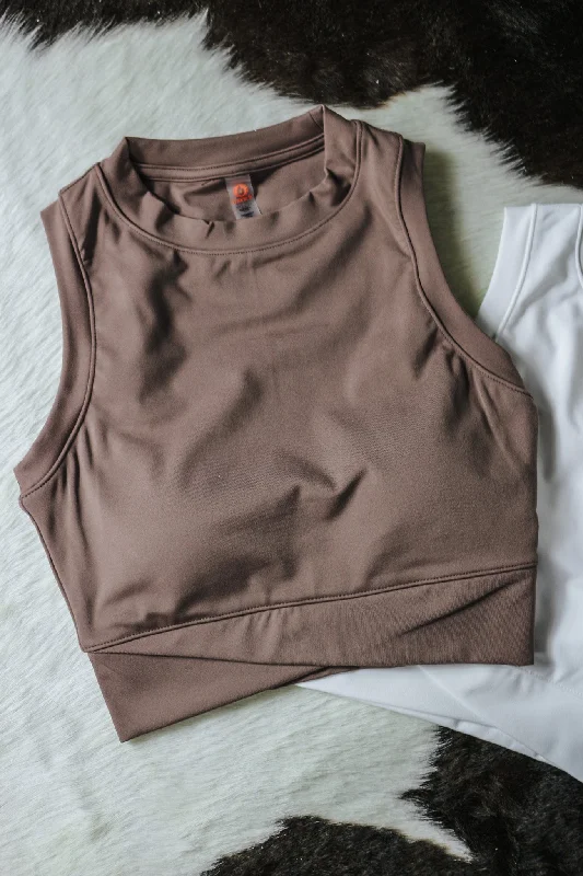 Carry On Taupe Padded Tank sleep tank top