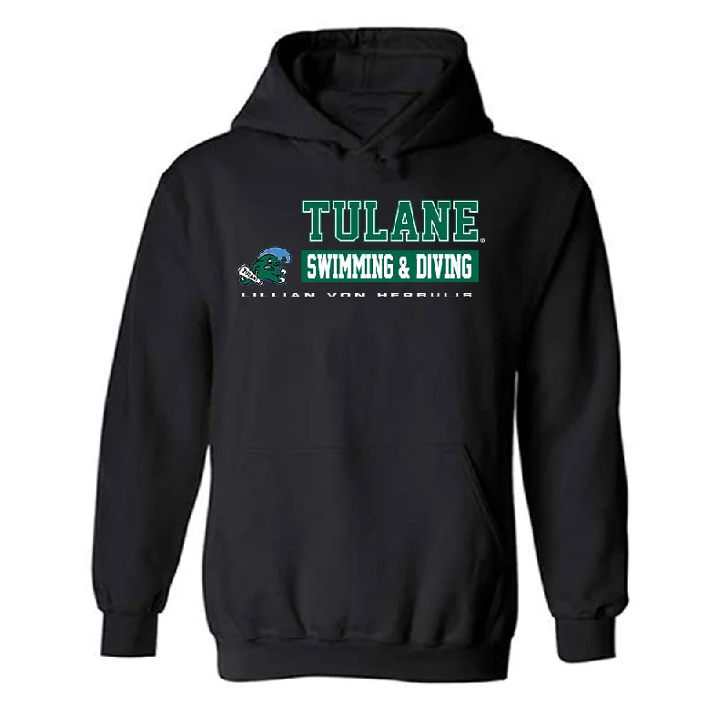 Tulane - NCAA Women's Swimming & Diving : Lillian Von Herbulis - Classic Fashion Shersey Hooded Sweatshirt Hoodie with Ribbed Neckline Snug Warm