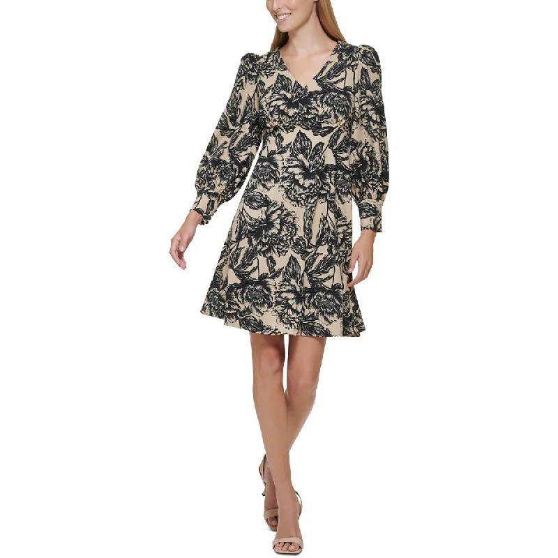 Womens Printed Polyester Fit & Flare Dress Tunics Sophisticated sleek