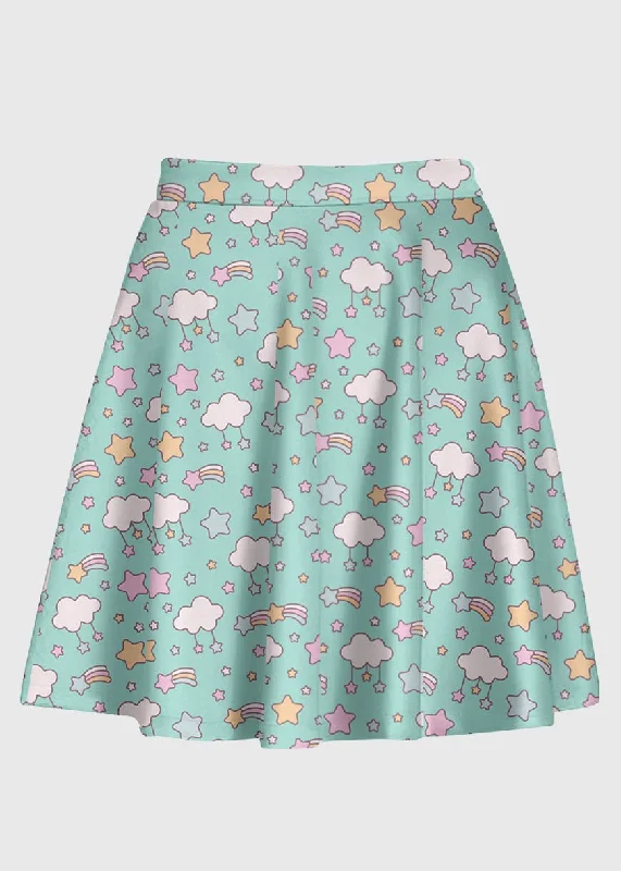 Fairy Kei Kawaii Cloud Stars Mint Skirt tulle skirt dreamy