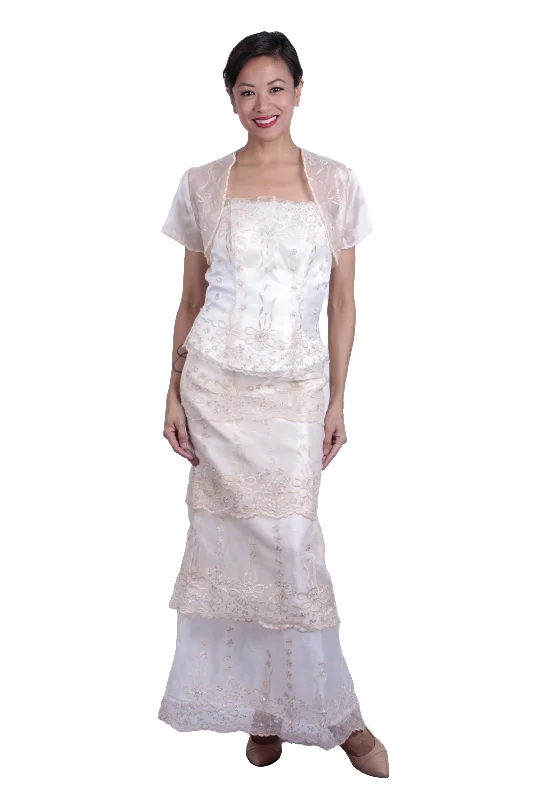 WS06 - MADE-TO-ORDER - Baro't Saya Bolero with Three-Layer Skirt - Filipiniana modal blend skirt WS06 - MADE-TO-ORDER - Baro't Saya Bolero with Three-Layer Skirt - Filipiniana modal blend skirt