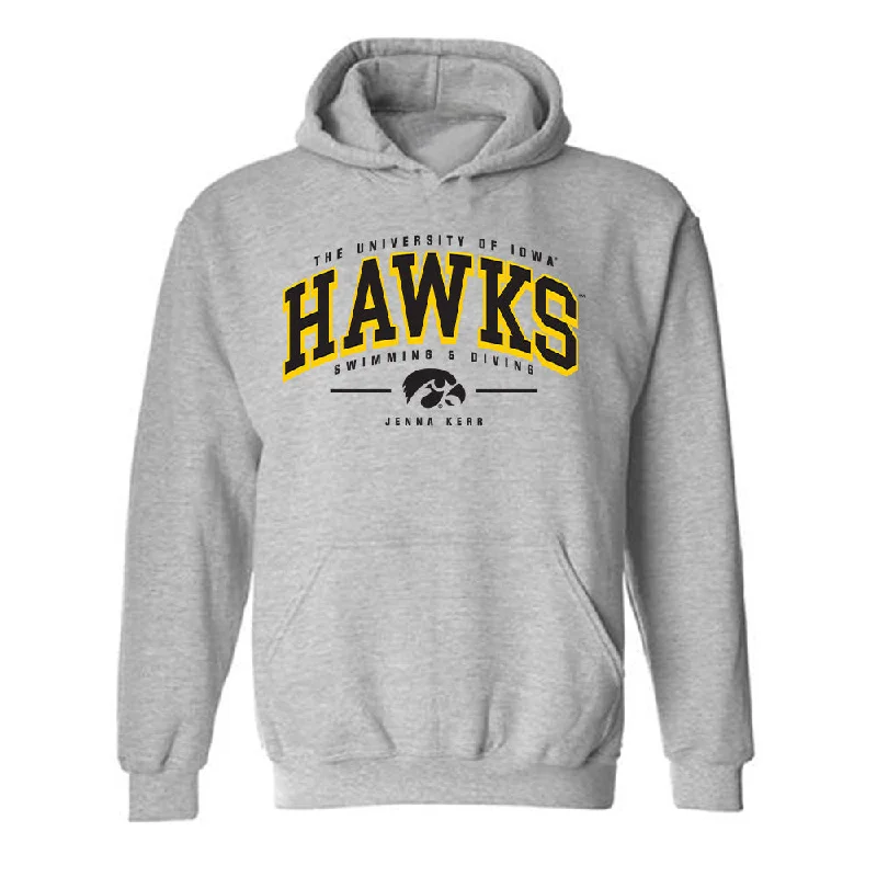 Iowa - NCAA Women's Swimming & Diving : Jenna Kerr - Classic Fashion Shersey Hooded Sweatshirt Hoodie with High-Low Hem Asymmetrical Trendy Iowa - NCAA Women's Swimming & Diving : Jenna Kerr - Classic Fashion Shersey Hooded Sweatshirt Hoodie with High-Low Hem Asymmetrical Trendy