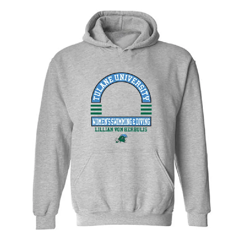 Tulane - NCAA Women's Swimming & Diving : Lillian Von Herbulis - Classic Fashion Shersey Hooded Sweatshirt Hoodie with Reflective Safety Nightwear