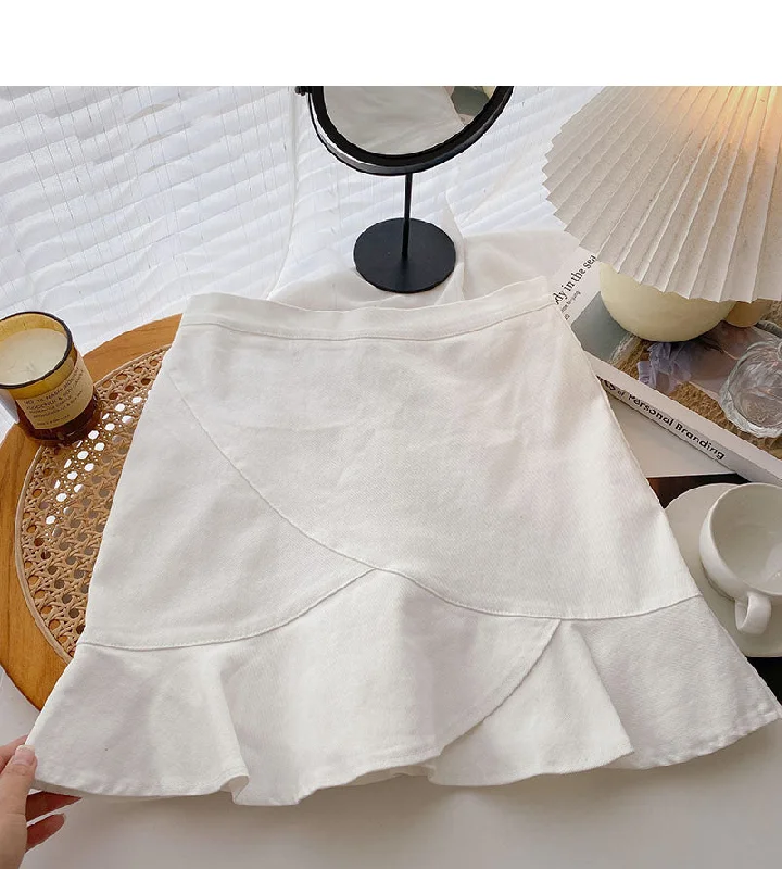 Solid color simple irregular fishtail wrap hip high waist A-shaped skirt 5557 chiffon skirt delicate Solid color simple irregular fishtail wrap hip high waist A-shaped skirt 5557 chiffon skirt delicate