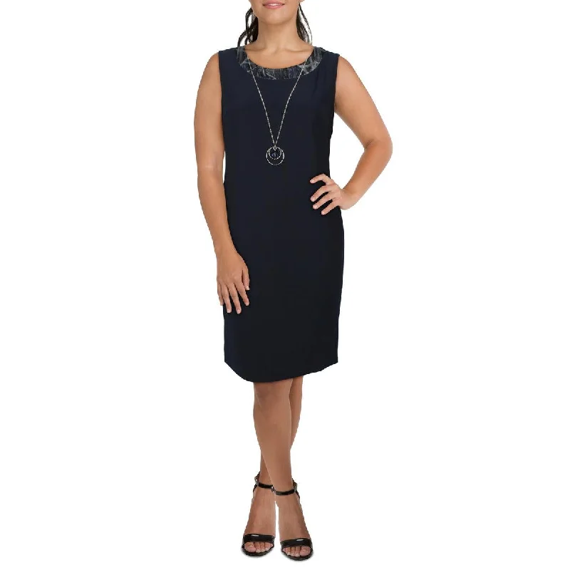 Womens Contrast Trim Polyester Sheath Dress Tunics Fashionable chic