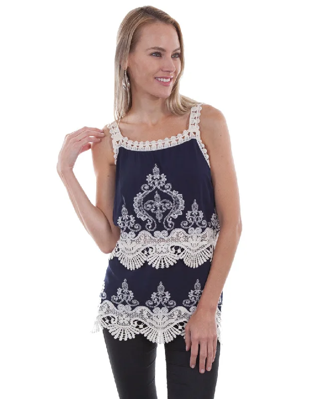 Womens Crochet & Lace Tank Top relaxed fit tank