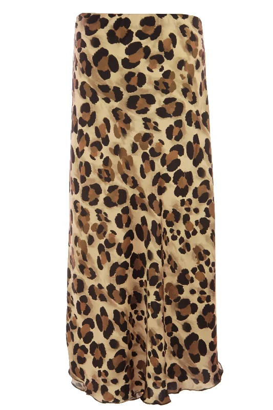 Leopard Print Silk Skirt ribbed skirt waist