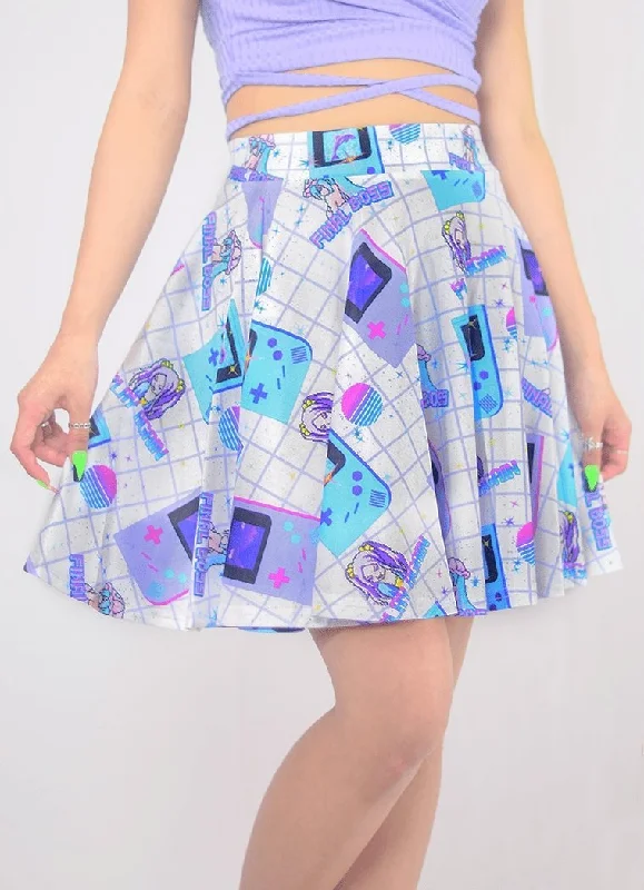 Aesthetic Video Game White Skirt high slit skirt