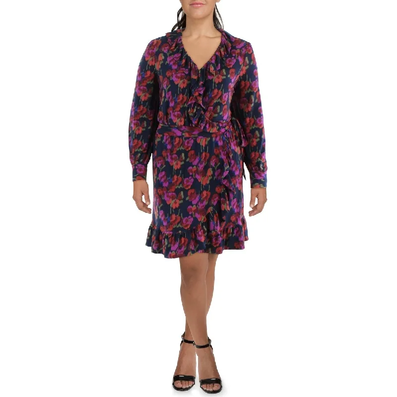 Womens Jersey Floral Print Shift Dress Tunics Leisure comfortable