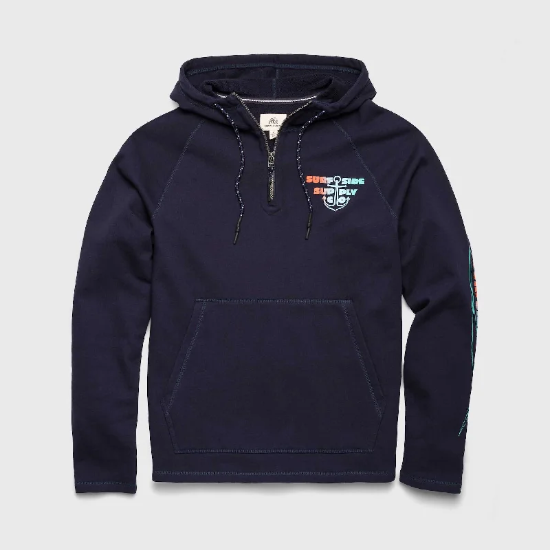 Jetty Soft Terry Zip Hoodie - Navy Blazer Hoodie with Crew Neck Simple Timeless