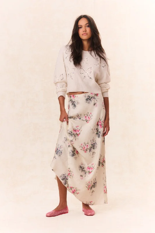 Bertha Silk Floral Maxi Skirt wool skirt thick