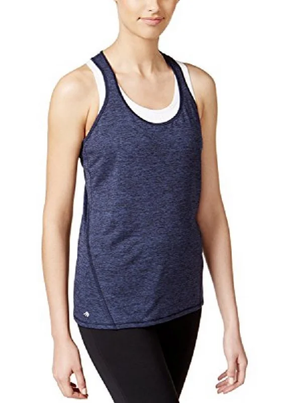 Ideology Women's Heathered Racerback Tank Top, Navy, L vibrant tank top