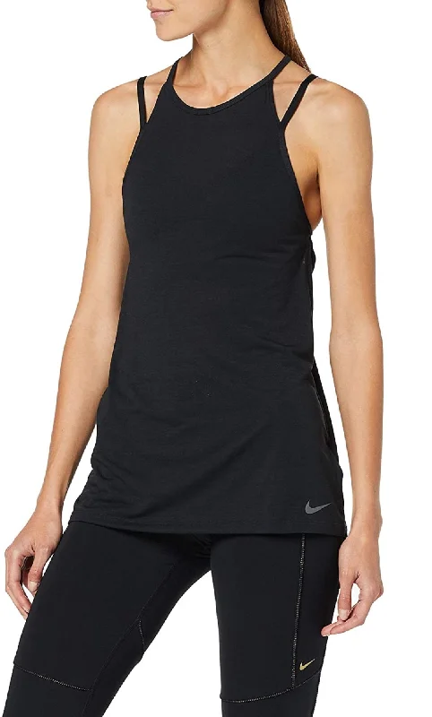 Nike Women's Dri-FIT Layered Racerback Training Tank Top, Black, XS sleep tank top