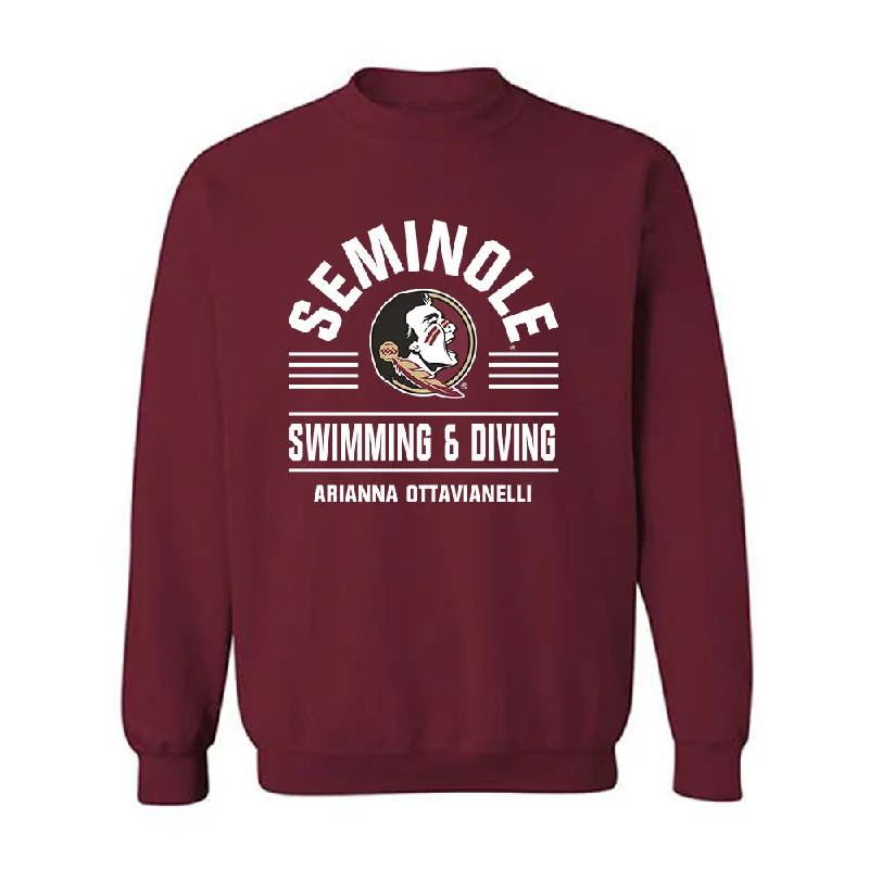 FSU - NCAA Women's Swimming & Diving : Arianna Ottavianelli - Classic Fashion Shersey Crewneck Sweatshirt Hoodie with Snap Buttons Easy Quick FSU - NCAA Women's Swimming & Diving : Arianna Ottavianelli - Classic Fashion Shersey Crewneck Sweatshirt Hoodie with Snap Buttons Easy Quick